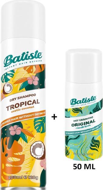 Batiste Kuru Şampuan Tropıcal 200 ml + Batiste Kuru Şampuan Orıgınal 50 ml