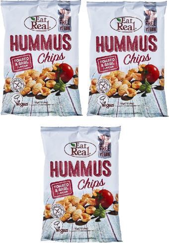 EAT REAL DOMATES VE FESLEĞEN ÇEŞNİLİ NOHUT CİPSİ 45  gr X 3 ADET