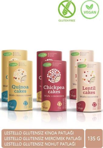 Lestello Glutensiz Kinoa Patlağı 135 G X2 + Lestello Glutensiz Mercimek Patlağı 135 G X2 + Lestello Glutensiz Nohut Patl