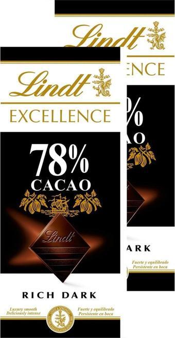 Lindt Excellence Dark Chocolate %78 100 G x 2