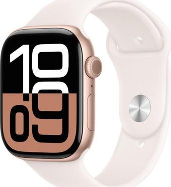 Apple Watch Series 10 Gps 46mm Roze Altın Sarısı Alüminyum Kasa Bulut Pembesi Spor Kordon - M/l Mw (Apple Türkiye Garantili)