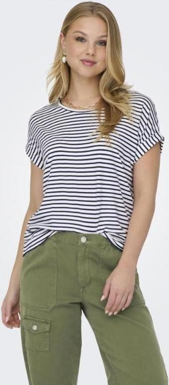 Only Onlmoster Stripe S/S O-Neck Top Jrs Noos Kadın T-shirt