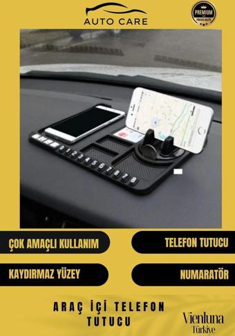 Premium Üretim Kaydırmaz Çizdirmez Numaratörlü  Araç İçi Telefon Tutucu Organizer