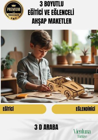 Yeni Sezon Eğitici Öğretici 3 Boyut Ahşap Puzzle Zeka Geliştirici Boyanabilir Oyun Maket Araba