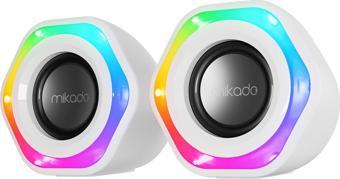 Mikado Md-176 2.0 3W-2 Beyaz Rgb Aydınlatmalı Usb + 3.5Mm Usb 5V Speaker Hoparlör