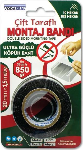 Vodaseal Çift Taraflı Montoj Bantı 20Mmx1,5Mt (Metal-Cam-Plastik-Ahşap)