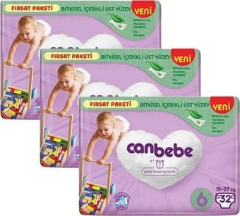 Canbebe Bebek Bezi Fırsat Paketi 6 Beden XL (15-27 Kg) 32 li x 3 Adet