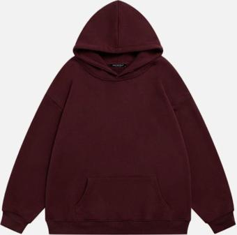 Mad&Calf Unisex Kinder World Baskılı Kapüşonlu Polarlı Oversize Sweatshirt Bordo 2XL