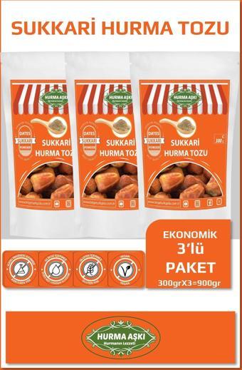 Hurma Aşkı Hurma Tozu Sukkari 300Grx3=900Gr