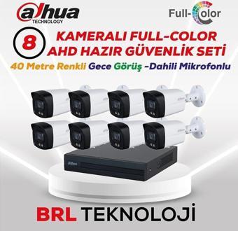 Dahua 8 Kameralı 40 Metre Renkli Gece Görüşlü Fullhd Dahili Mikrofonlu Kamera Seti