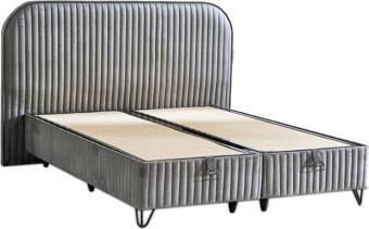 Line Visco Lüks Baza ve Başlık Seti 90x190 cm Tek Kişilik Baza ve Başlık Takımı Koyu Gri Babyface