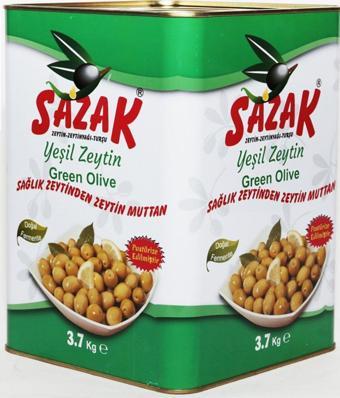 Sazak Zeytin Zeytinyağı Domat Kırma Yeşil Zeytin 3.7 Kg