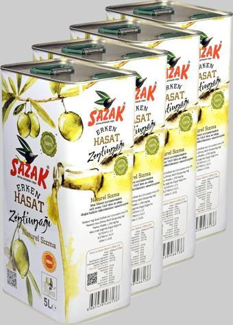 Sazak Zeytin Zeytinyağı Erken Hasat Soğuk Sıkım Sızma Zeytinyağı 20 Lt