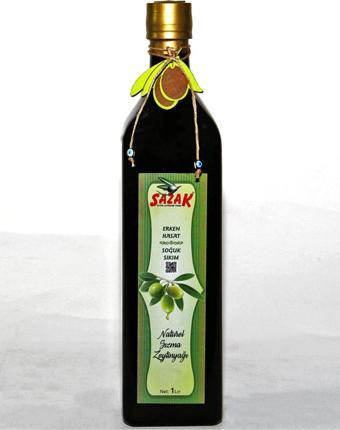 Sazak Zeytin Zeytinyağı Erken Hasat Soğuk Sıkım Zeytinyağı 1 Lt. Cam Şişe