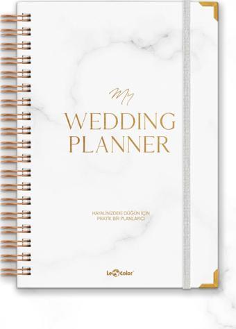 LeColor Düğün Planlayıcısı Altın Köşeli Ajanda Luxury Wedding Planner