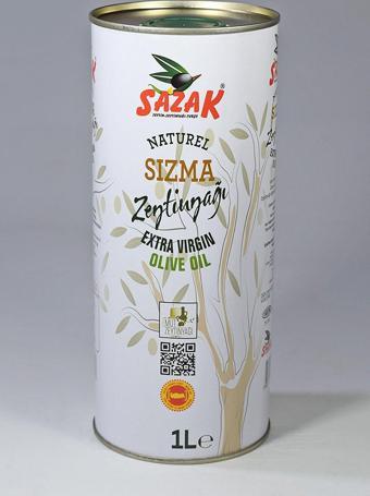 Sazak Zeytin Zeytinyağı Naturel Sızma Zeytinyağı 1 Lt Teneke