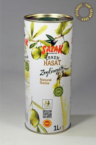 Sazak Zeytin Zeytinyağı Sazak Filtresiz Erken Hasat Soğuk Sıkım Zeytinyağı Teneke 1 Lt