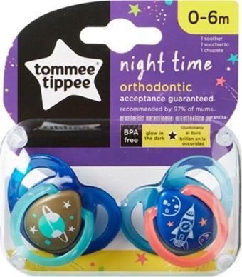 Tommee Tippee Ortodontik Gece Emziği 2'Li 0-6 Ay