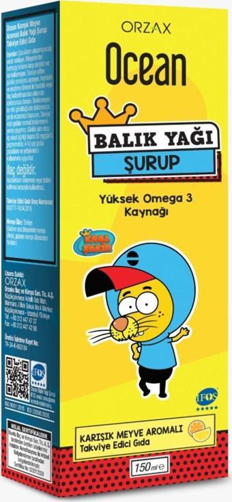 Orzax Şurup Balık Yağı Karışık Meyve 150 Ml