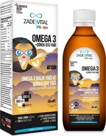 Zade Vital Miniza Omega-3 Balık Yağı Ve Çörek Otu Yağı 150 Ml