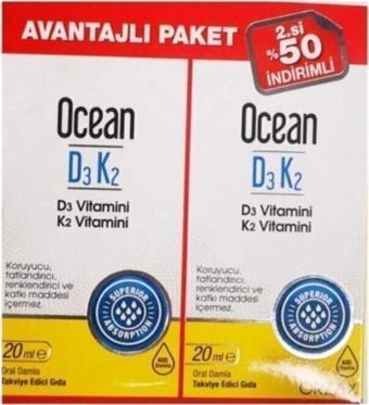 Ocean Vitamin D3k2 Damla 20 ml 2'li Avantaj Paket