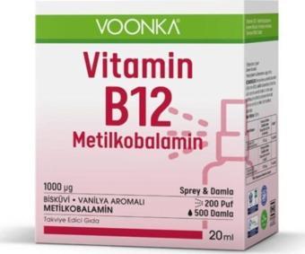 Voonka Vitamin B12 Metilkobalamin Damla /Sprey 20 Ml