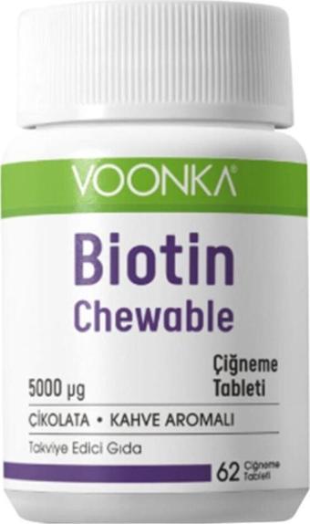 Voonka Biotin 5000 Mcg 62 Çiğneme Tableti