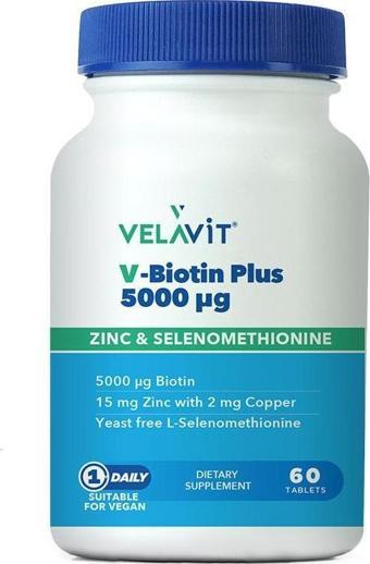 Velavit V-Biotin Plus 5000Mcg Takviye Edici Gıda 60 Tablet