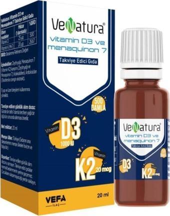 Venatura - Vitamin D3 K2 (Menakuinon 7) Damla 20 Ml