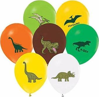 Balonevi Balon 4+1 Vahşi Jurassik Parti Baskılı 12" (8 Li Paket)