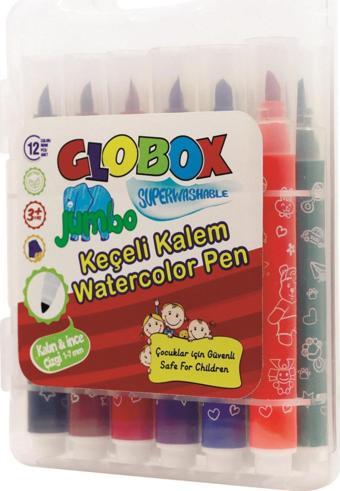 Globox 12 Renk Keçeli Kalem Plastik Kutulu