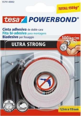 Tesa Powerbond Ultra Güçlü 1.5 Metre x 19 MM Çift Taraflı Ultra Güçlü Bant