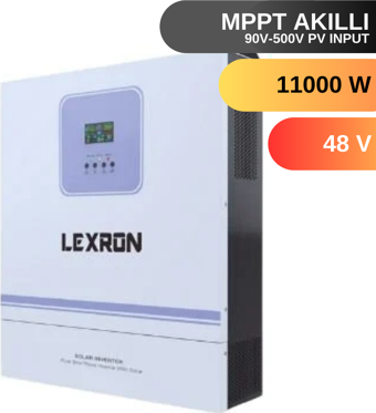 LEXRON 11 KW 11000 W  WATT 2 X 100A  TAM SINUS MPPT AKILLI INVERTER 120-500V HV