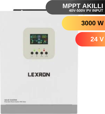 Lexron 3000 W Watt 3KW Mppt 24V Tam Sinus Akıllı Inverter HV 40-500V