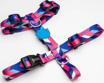 Lindo Dogs Pink Dream H Tipi Köpek Göğüs Tasması Mavi/Pembe Beden Small