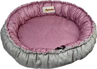 Petzz Sunflower Çift Taraflı Peluş Kedi ve Köpek Yatağı Gri/Pembe 85 Cm