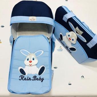 Rain Baby Mavi Anne Bebek Bakım Çantası Taşıma Çantası Seti Portbebe Mavi
