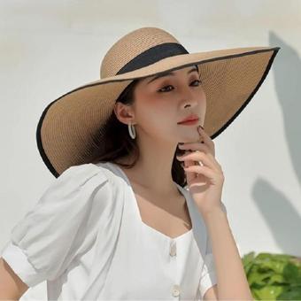 Reva Geniş Kenarlı Camel Hasır Şapka.