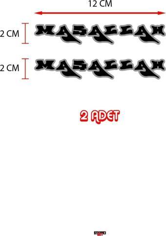 Maşallah Yazısı Oto özel yeni sticker 2 Adet Siyah 12*2 Cm