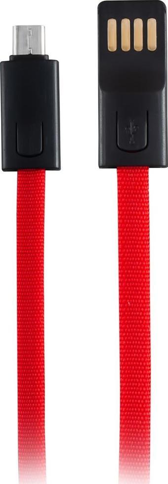MF Product Jettpower 0047 Metal Başlıklı Örgülü 3A Micro Usb Hızlı Şarj Kablosu 20 cm Kırmızı