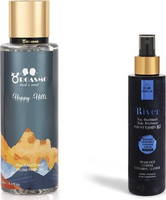 Orgasmo Happy Hills Vücut Spreyi 250 ml - River Saç Spreyi Fresh Koku Provitamin B5 İçerikli 150 ml