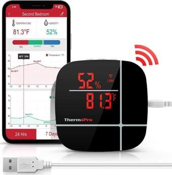 ThermoPro TP90 Uzaktan Kontrollü, Alexa Uyumlu,Wifi Isı Nem Ölçer