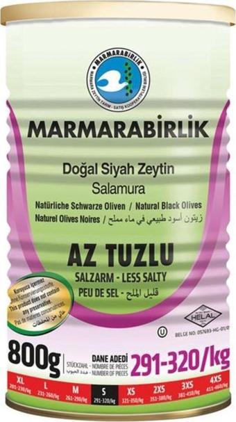 MarmaraBirlik Marmarabirlik Az Tuzlu Siyah Zeytin 800 Gr X 6 Adet