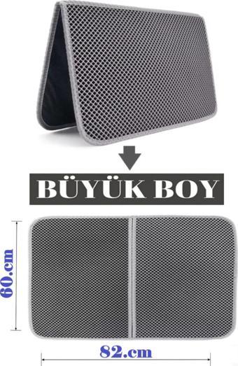 Tineke Büyük Boy Elekli Kedi Tuvalet Önü Paspası Katlanabilir 82 X 60 Cm Gri