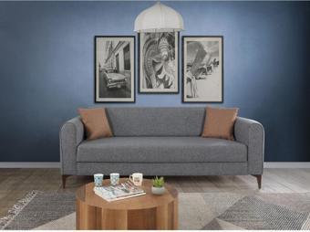 Perla Sofa Ferranti Yataklı Sandıklı Üçlü Kanepe Açık Gri