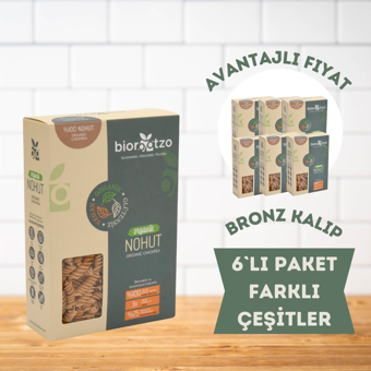 Biorootzo Organik Glütensiz Vegan Nohut Artizan Bronz Kalıp 6 Farklı Çeşit 200 gr x 6 Adet