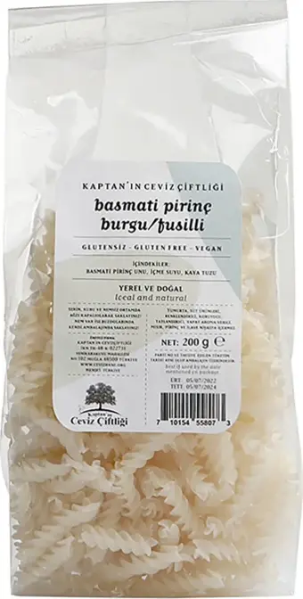 Glütensiz ve Vegan Basmati Burgu / Fusilli (200 G)