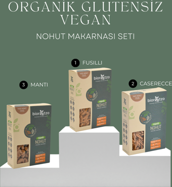 Organik Glütensiz Vegan Nohut Makarna Seti 3 Paket x 200 g