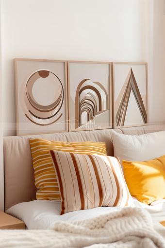 Minimalist Mimari 3 Parçalı Ahşap Çerçeveli Tablo Seti - Sade ve Şık Tasarım-21x30