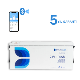 Bataryasan 24V 100Ah Lifepo4 Akü Bluetooth Özellikli (Lityum Akü)